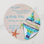 Beach Bridal Dusche Einladungen Blue Bikini (Vorne/Hinten)