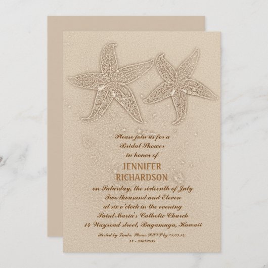 BEACH BRIDAL SHOWER EINLADUNGEN (Vorne/Hinten)