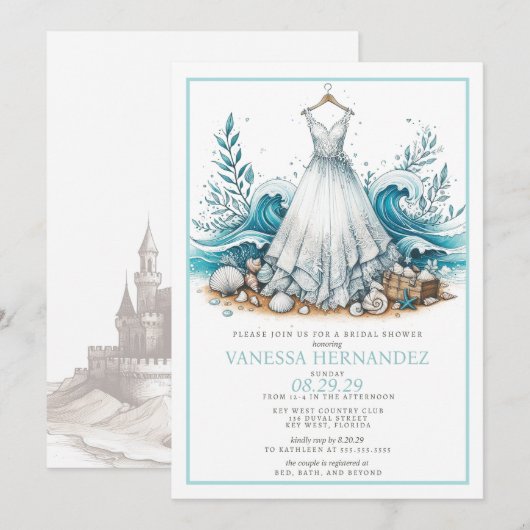 Beach Bride Brautparty Einladung (Vorne/Hinten)