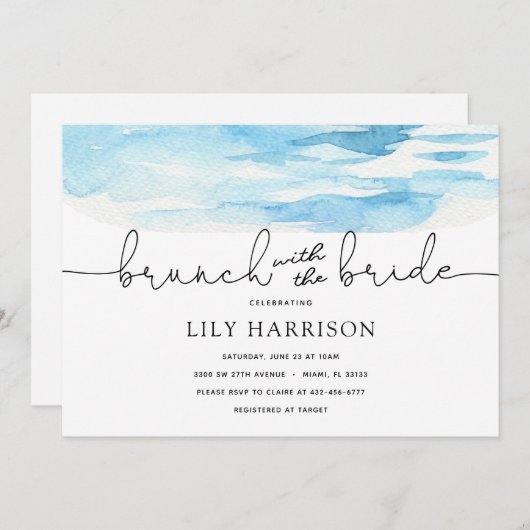 Beach Brunch mit Bride Dusche Einladung (Vorne/Hinten)