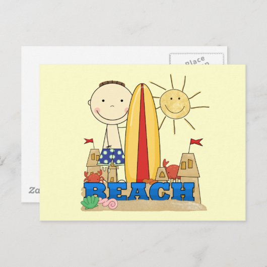 BEACH Brünett Boy Tshirts und Geschenke Postkarte (Vorne/Hinten)