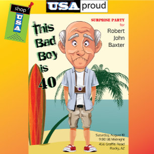 Beach Bum 40. Birthday Bad Boy Fun Einladung