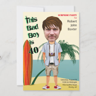 Beach Bum 40 🌊 Mens Geburtstag Bad Boy Fun Einladung