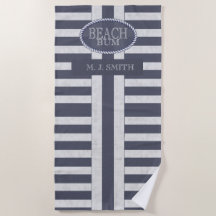 Beach Bum Bold Nautical Stripes and Name