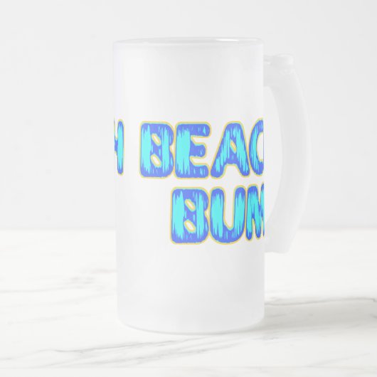 Beach Bum Funny Slogan in Blue Mattglas Bierglas (VorderseiteRechts)