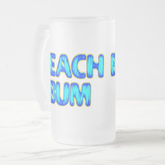 Beach Bum Funny Slogan in Blue Mattglas Bierglas (Vorderseite Links)