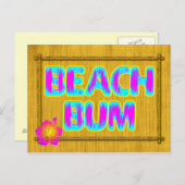 Beach Bum Funny Sprichwort Rosa und Aquamarin Postkarte (Vorne/Hinten)
