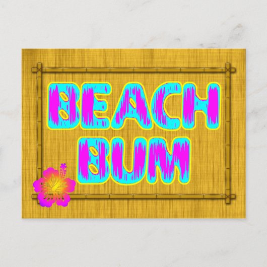 Beach Bum Funny Sprichwort Rosa und Aquamarin Postkarte (Vorderseite)