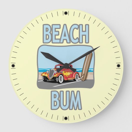 Beach Bum Große Wanduhr (Vorderseite)