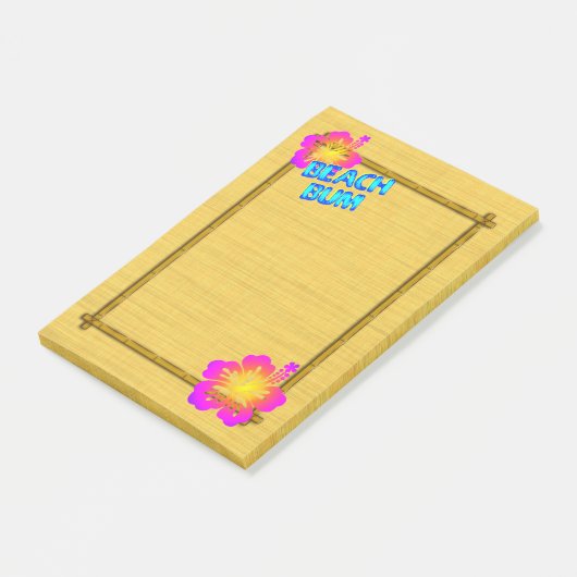 Beach Bum Hibiskus Blume Bamboo Frame Art Post it Post-it Klebezettel (angewinkelt)