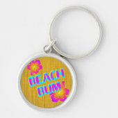Beach Bum Hibiskus Blume Rosa und Aquamariner Schl Schlüsselanhänger (Vorne)
