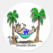 Beach Bum Runder Aufkleber (Vorderseite)