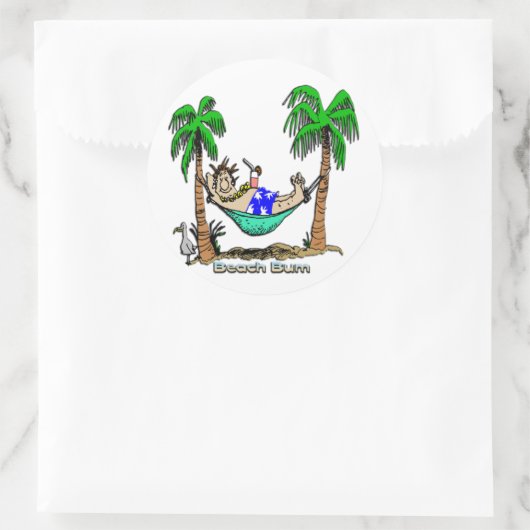Beach Bum Runder Aufkleber (Tasche)