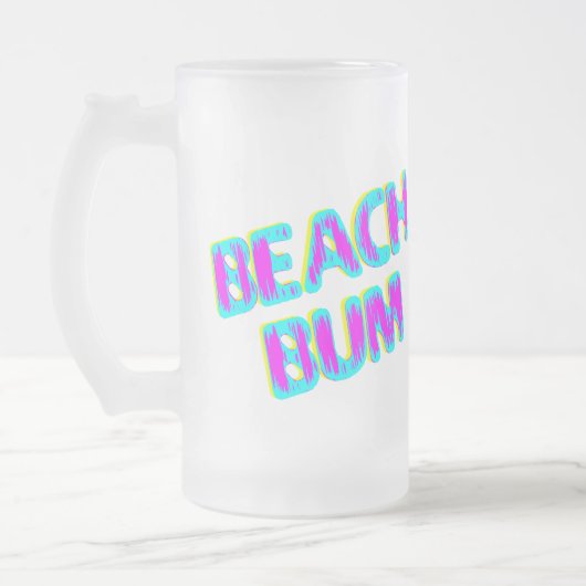 Beach Bum Sprichwort Rosa und Aquamarin Mattglas Bierglas (Links)