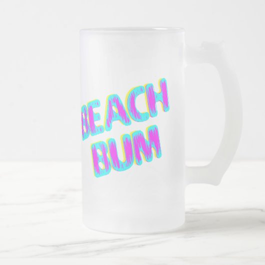 Beach Bum Sprichwort Rosa und Aquamarin Mattglas Bierglas (Rechts)