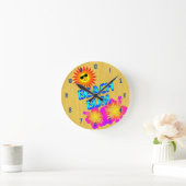Beach Bum Sun und Hibiskus Clock Blue Zahlen Runde Wanduhr (Zuhause)