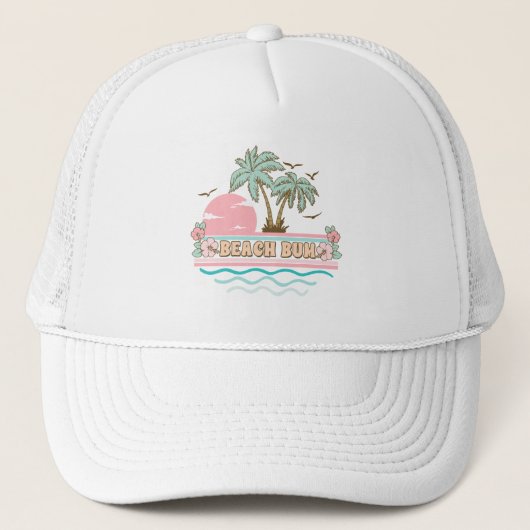 Beach Bum Tropical Beach Summer Truckerkappe (Vorderseite)