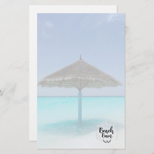 Beach Bum Typografie - Regenschirm am Tropical Bea Briefpapier (Vorne/Hinten)