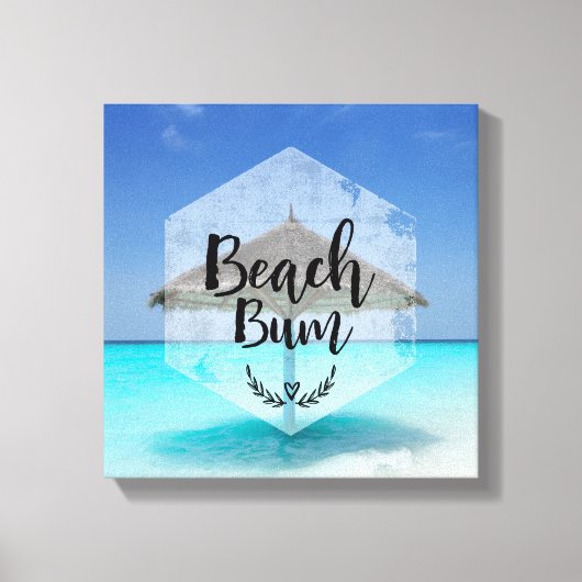 Beach Bum Typografie - Regenschirm am Tropical Bea Leinwanddruck (Vorderseite)