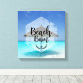 Beach Bum Typografie - Regenschirm am Tropical Bea Leinwanddruck (Insitu (Holzboden))