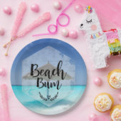 Beach Bum Typografie - Regenschirm am Tropical Bea Pappteller (Party)