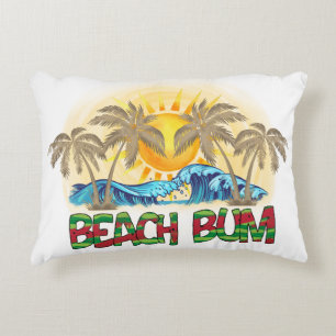 Beach Bum Wassermelone, Meereswellen und tropisc Dekokissen