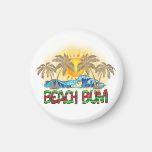 Beach Bum   Wassermelone, Meereswellen und tropisc Magnet