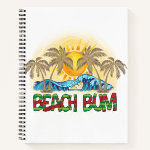 Beach Bum   Wassermelone, Meereswellen und tropisc Notizblock