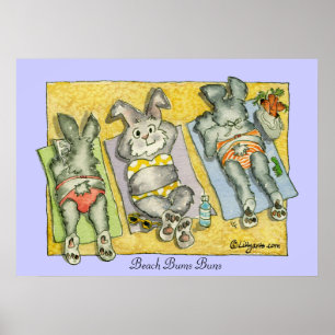 Beach Bums Buns Poster Print