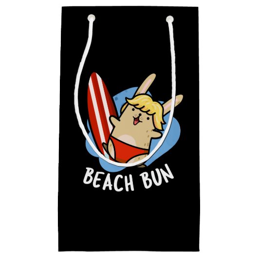 Beach Bun Funny Bunny Pun Dark BG Kleine Geschenktüte (Vorderseite)