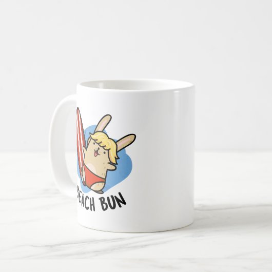 Beach Bun Funny Bunny Pun Kaffeetasse (Vorderseite Links)