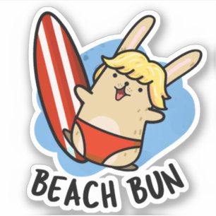 Beach Bun Funny Bunny Puns Aufkleber