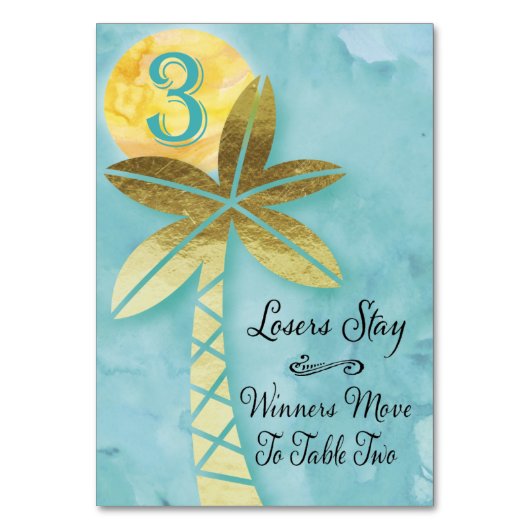 Beach Bunco Table Card #3 Tischnummer (Vorderseite)