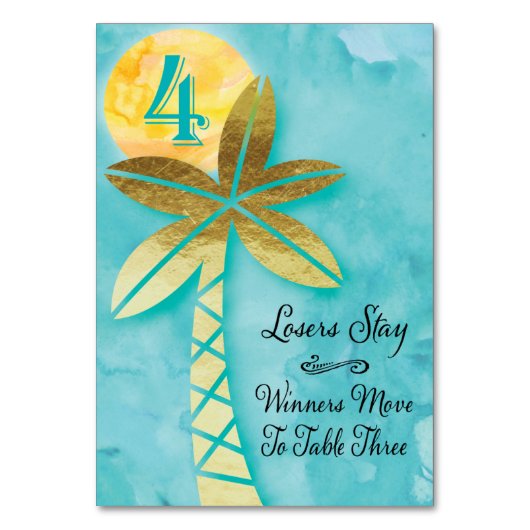 Beach Bunco Table Card #4 Tischnummer (Vorderseite)