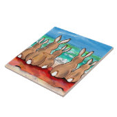 Beach Bunnies Familie auf Blanket 6" Tile Trivet Fliese (Seite)
