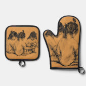 Beach Bunnies Ofenhandschuh & Topflappen-Set (Vorderseite)