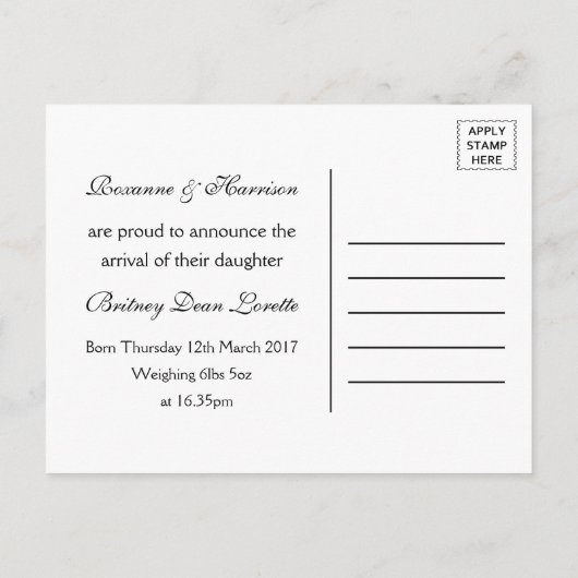 Beach Burlap Mason Jar Baby Ankündigung (Rückseite)