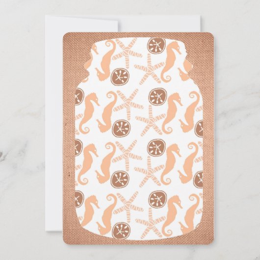 Beach Burlap Mason Jar Baby Ankündigung (Rückseite)