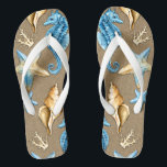 Beach Burlap Seashell Nautic Starfish   Seepferd Badesandalen<br><div class="desc">Beachburlap & Seashell Nautical Starfish   Seepferd Flip Flops - mit einem gedruckten Einbruch Hintergrund mit Seepferden,  Korallen,  Muscheln und Seestern. Ideal für Hochzeiten,  Brautparty Geschenke,  Ferien und vieles mehr.</div>