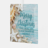 Beach Busines Seashells Custom Christmas Gift Ornament Aus Glas (Vorderseite links)