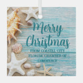 Beach Busines Seashells Custom Christmas Gift Ornament Aus Glas (Vorderseite)