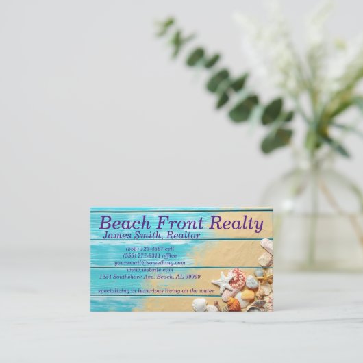 Beach Business Card Visitenkarte (Stehend Vorderseite)