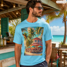 Beach Café Aruba Tropical Blue T - Shirt