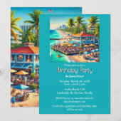 Beach Café Birthday Party Einladung (Vorne/Hinten)