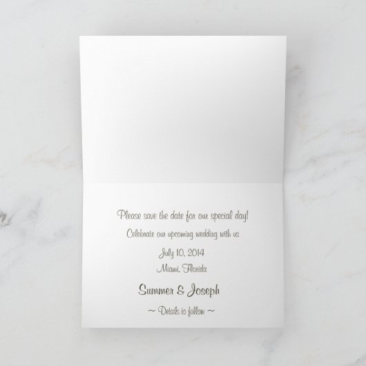 Beach Cake Save the Date Ankündigung (Innenseite)