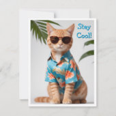 Beach Cat Wearing Sonnenbrille Grußkarte Einladung (Vorderseite)