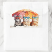 Beach Cats Umbrella Summer Kätzchen Rechteckiger Aufkleber (Tasche)