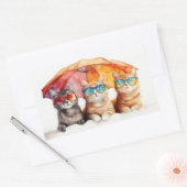 Beach Cats Umbrella Summer Kätzchen Rechteckiger Aufkleber (Umschlag)
