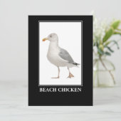 Beach Chicken - Seagull Gull Spaß Einladung (Stehend Vorderseite)