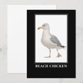 Beach Chicken - Seagull Gull Spaß Einladung (Vorne/Hinten)